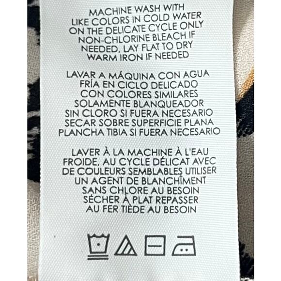 CABI LONG SLV PULL-OVER ROUND NECK BLOUSE, WOMENS, L, CREAM-YELLOW BLACK ABTRACT - Picture 11 of 11